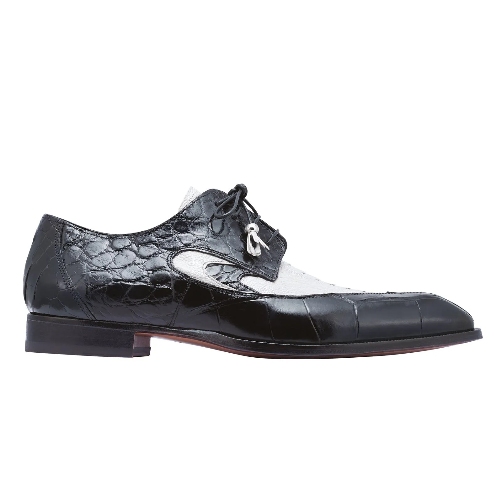 Mauri Whispers 3070 Men's Shoes Acre Raindrops & Black Exotic Alligator / Ostrich Leg Derby Oxfords (MA5256)