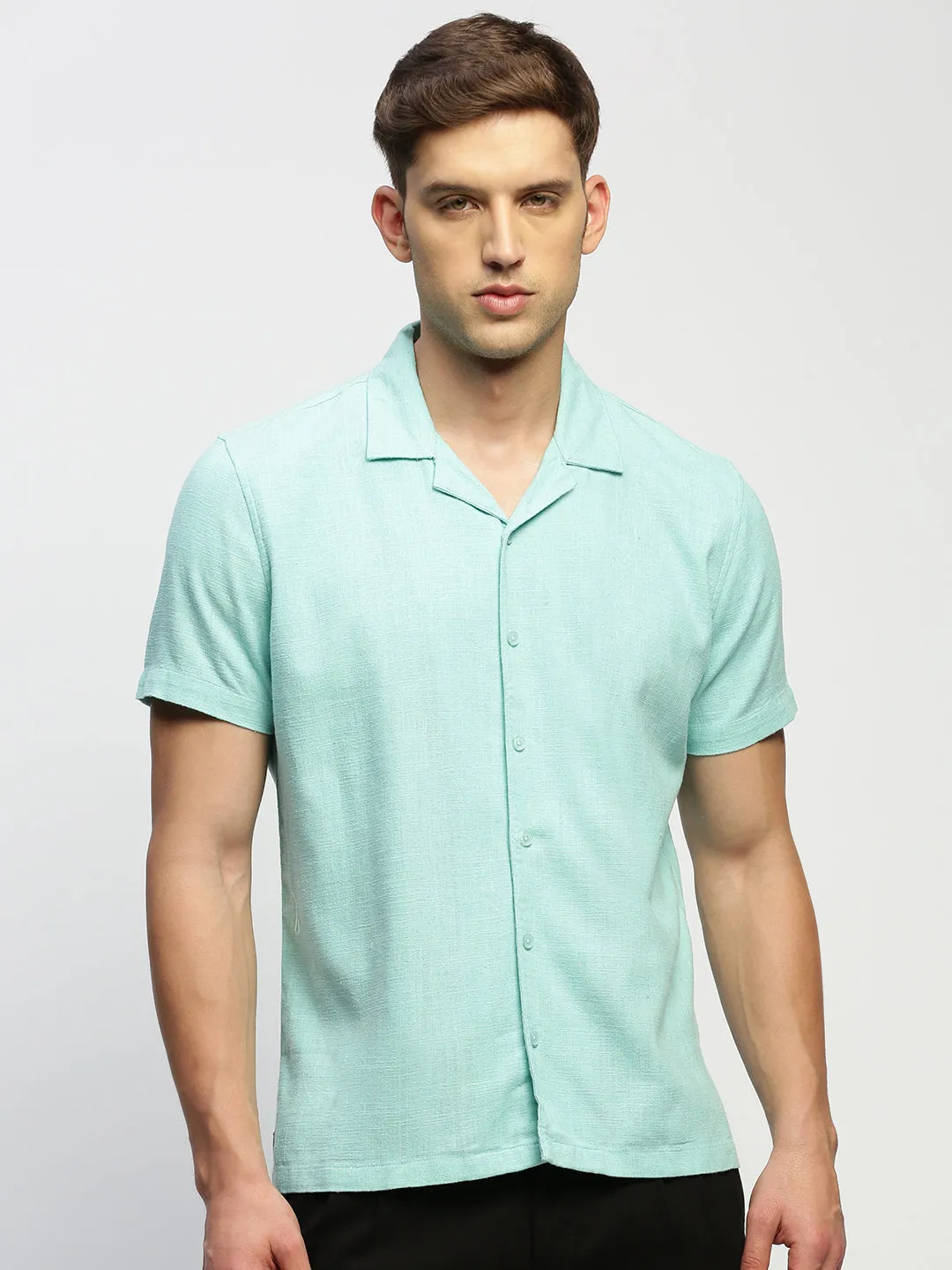 Men Green Solid Shirt