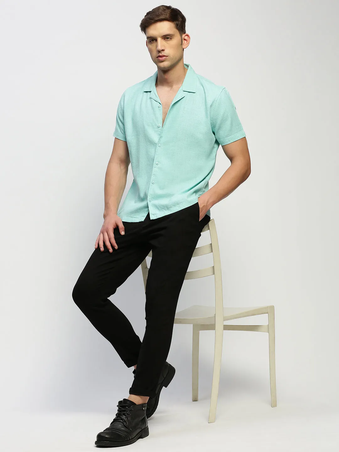 Men Green Solid Shirt