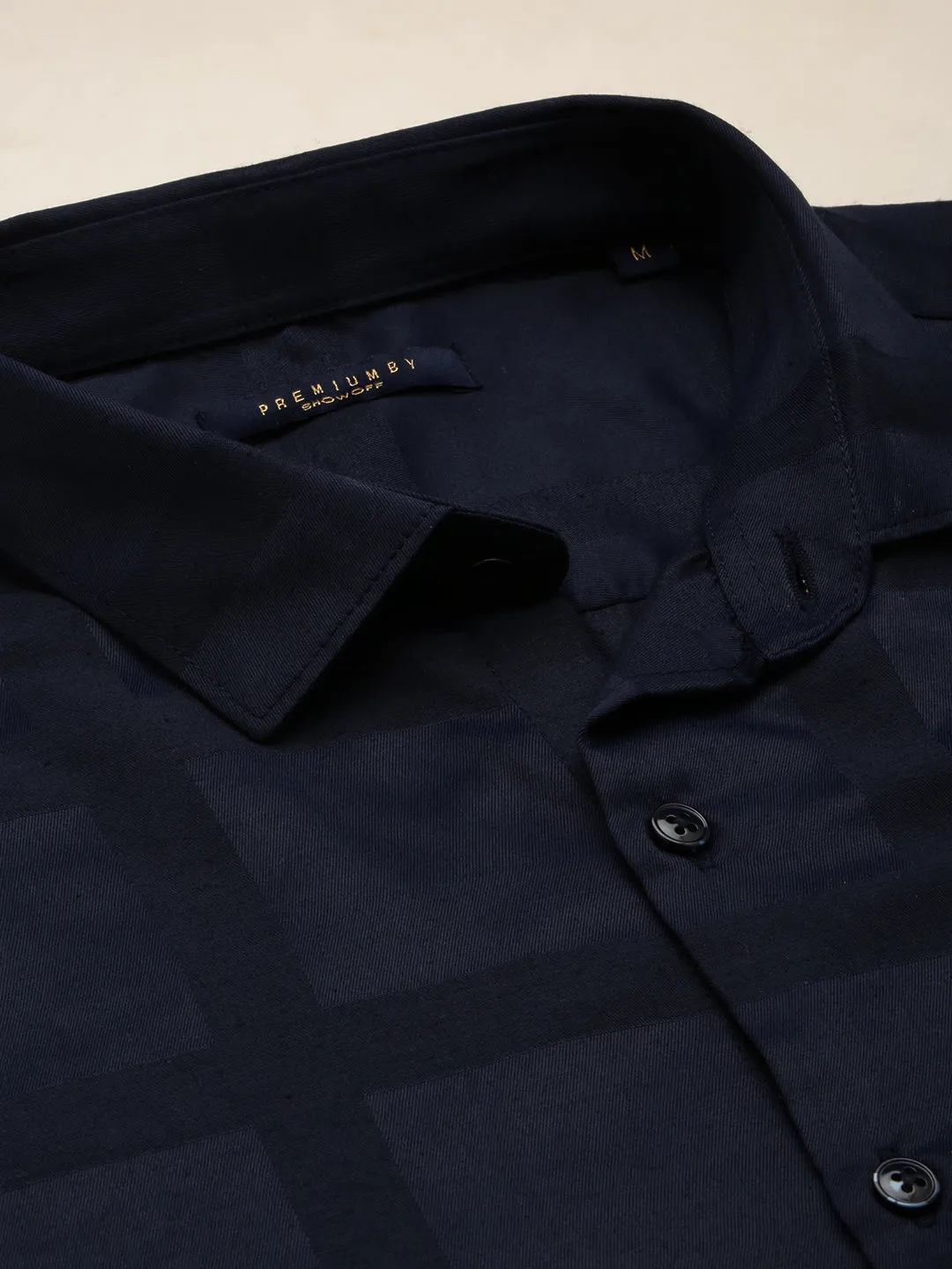 Men Navy Solid Formal Shirt