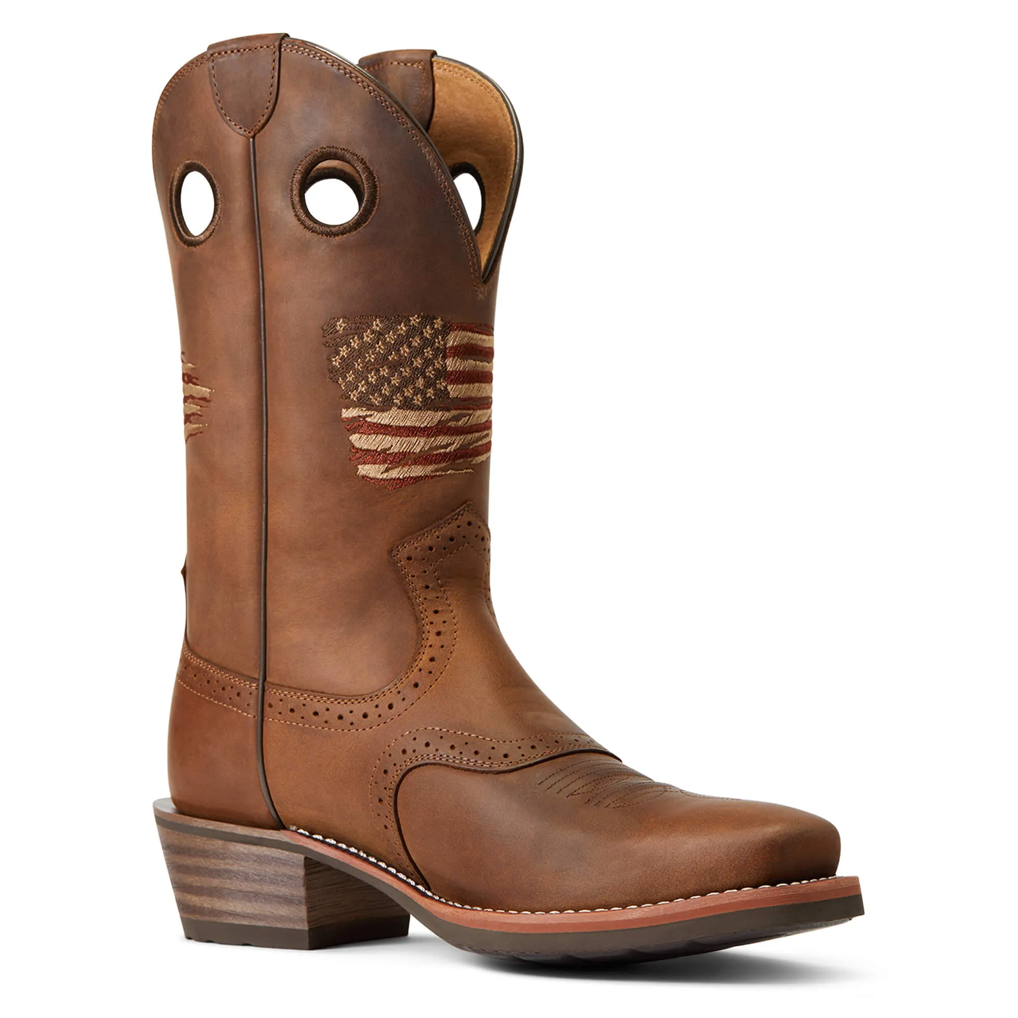 Men's Ariat 10040348 Roughstock Patriot Distressed Brown Small Square Toe *Closeout*