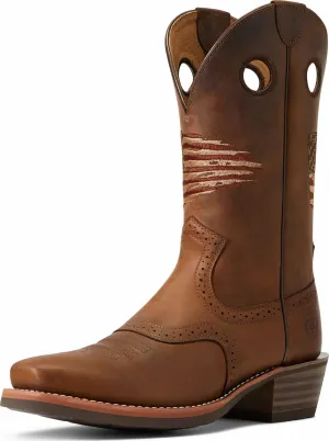 Men's Ariat 10040348 Roughstock Patriot Distressed Brown Small Square Toe *Closeout*