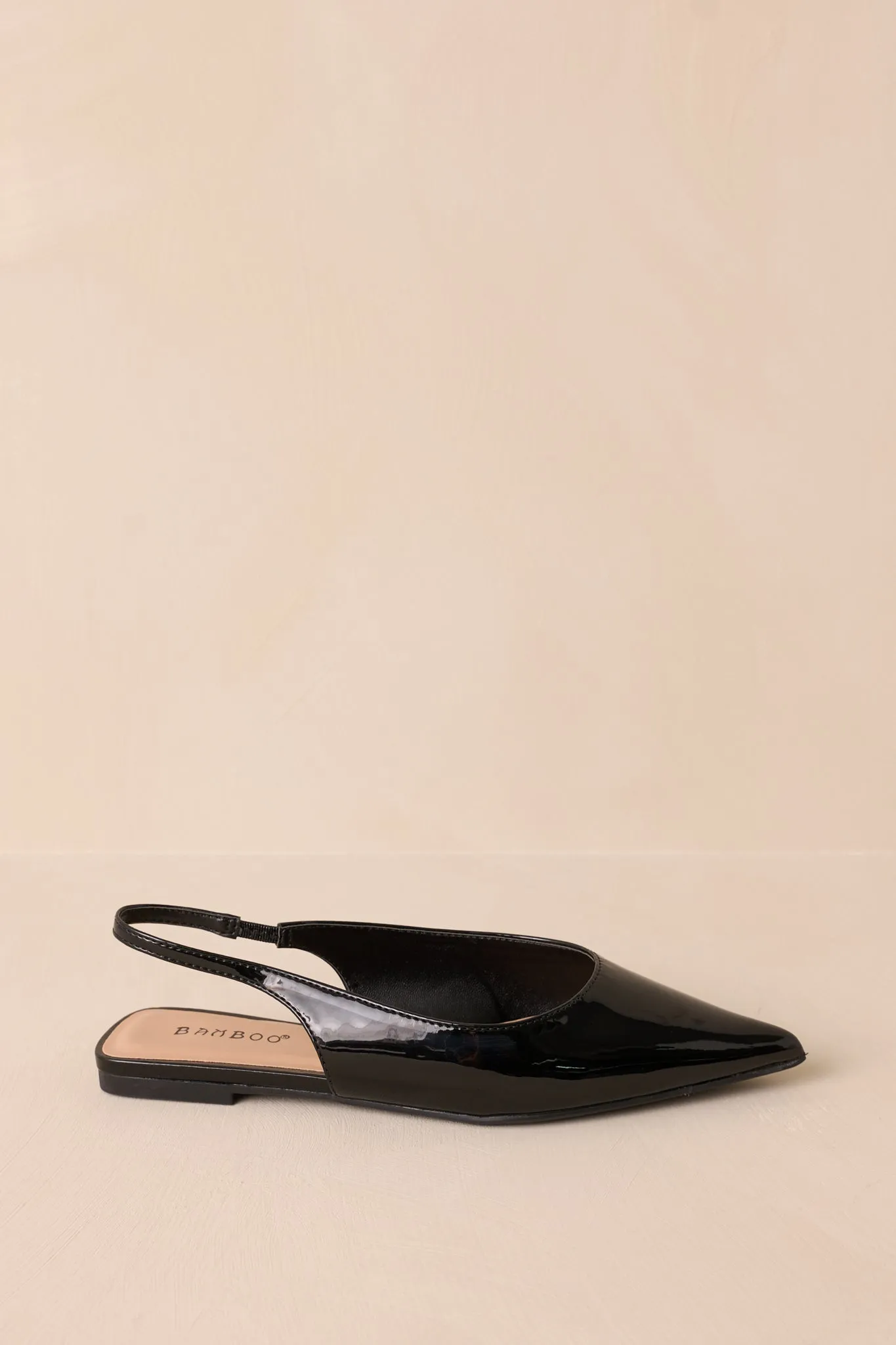 Mixed Feelings Black Pointed-Toe Slingback Flats