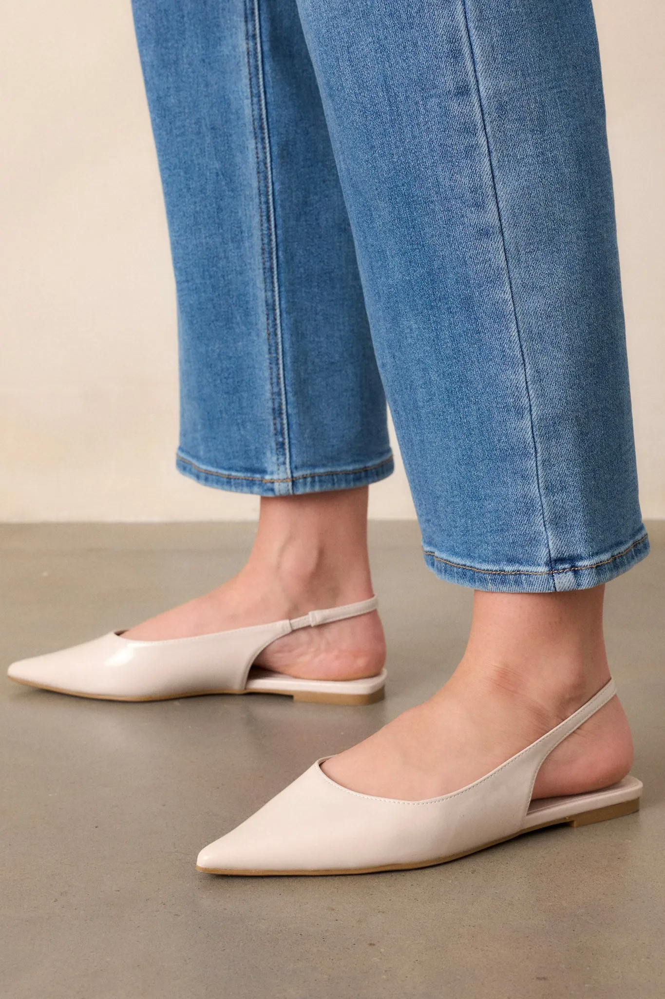 Mixed Feelings Ivory Pointed-Toe Slingback Flats