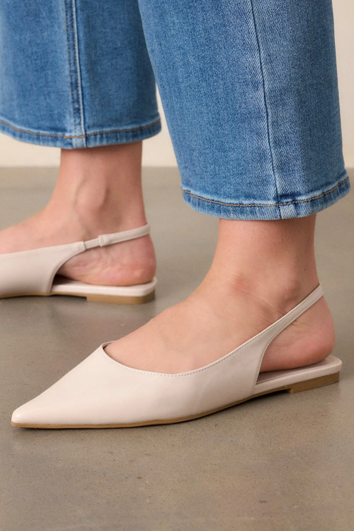 Mixed Feelings Ivory Pointed-Toe Slingback Flats