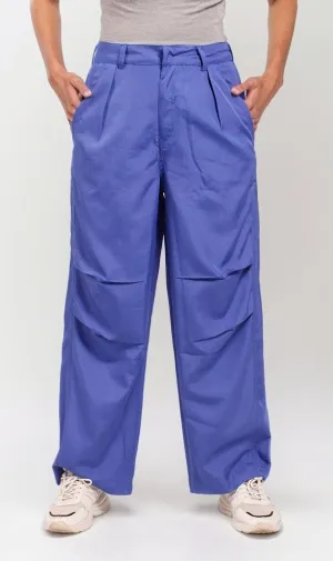 o200589-HIGH-WAISTED WIDE-LEG TROUSERS - BLUE