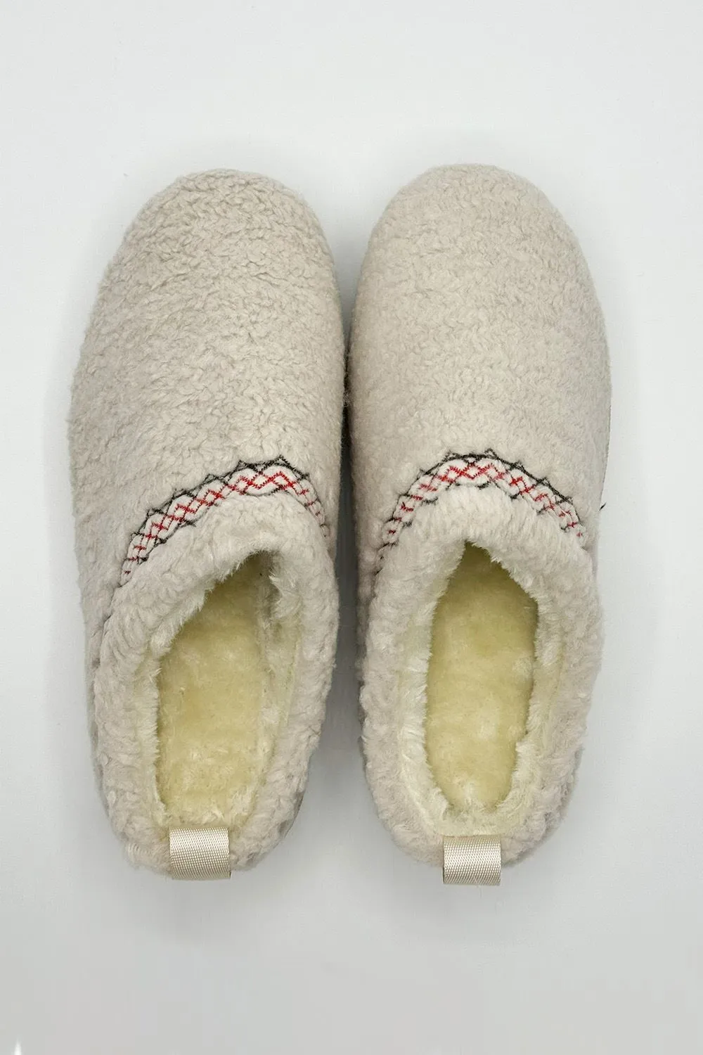 Ovellas Teddy Fabric Flatform Cosy Slippers in Beige