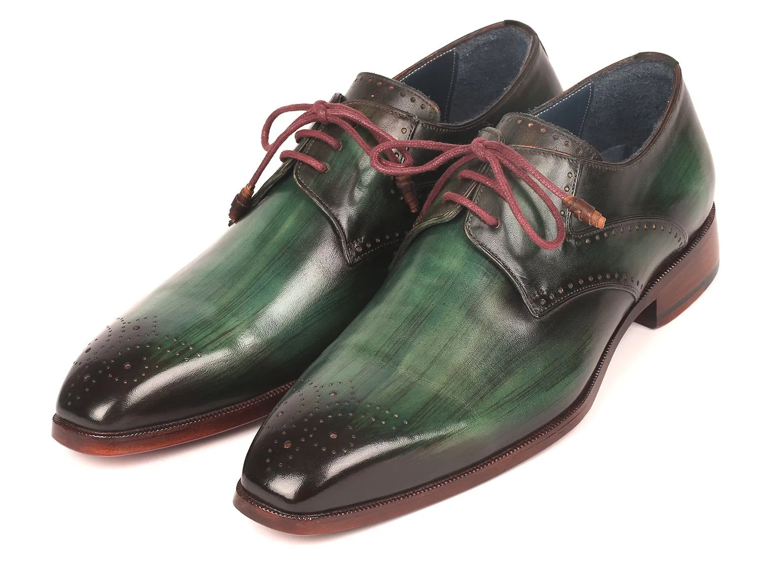 Paul Parkman Green Medallion Derby Shoes