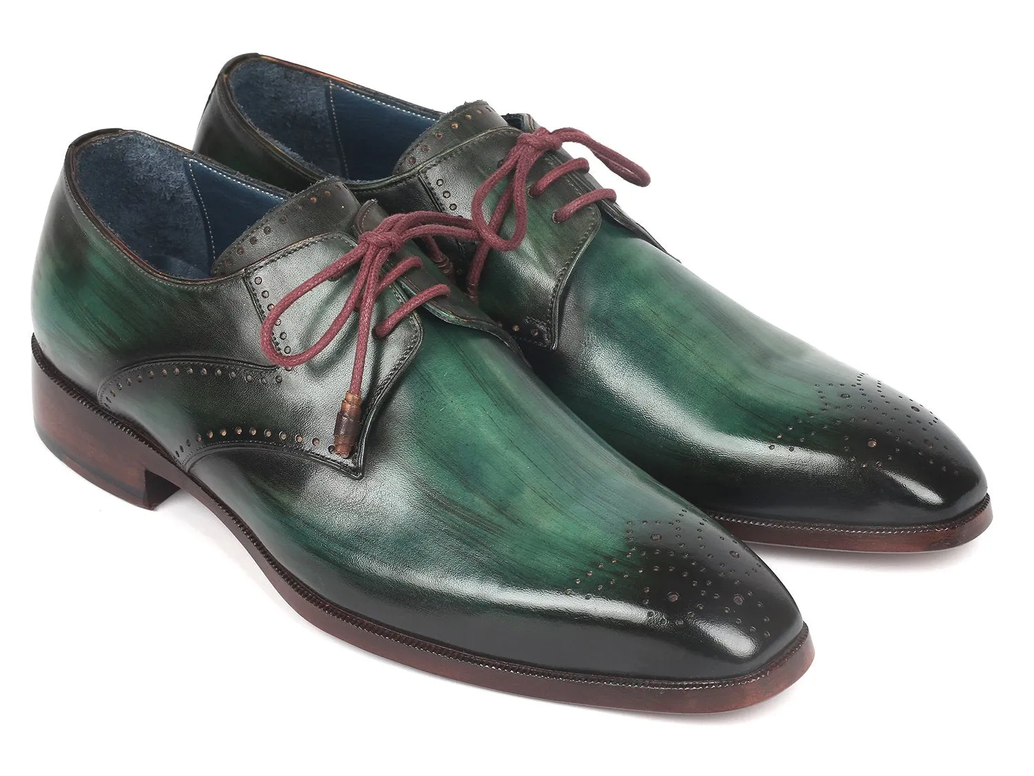 Paul Parkman Green Medallion Derby Shoes