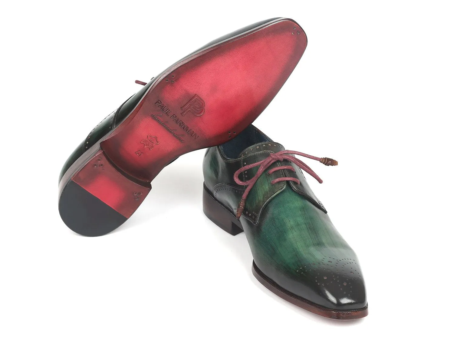 Paul Parkman Green Medallion Derby Shoes