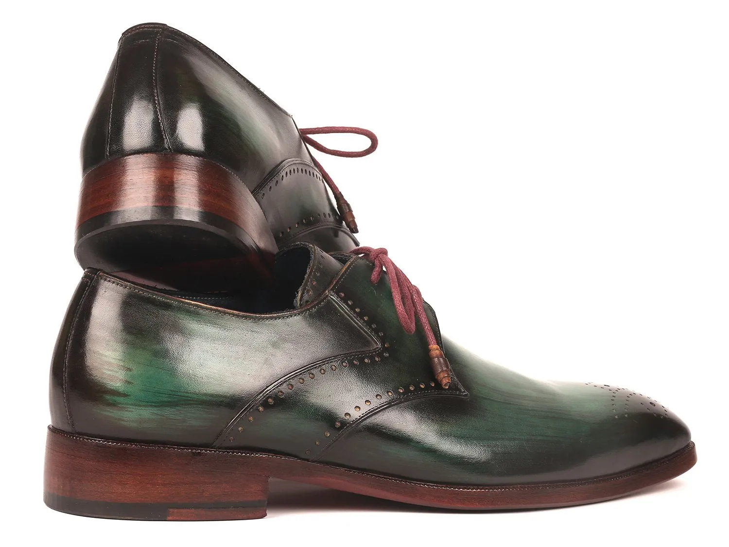 Paul Parkman Green Medallion Derby Shoes