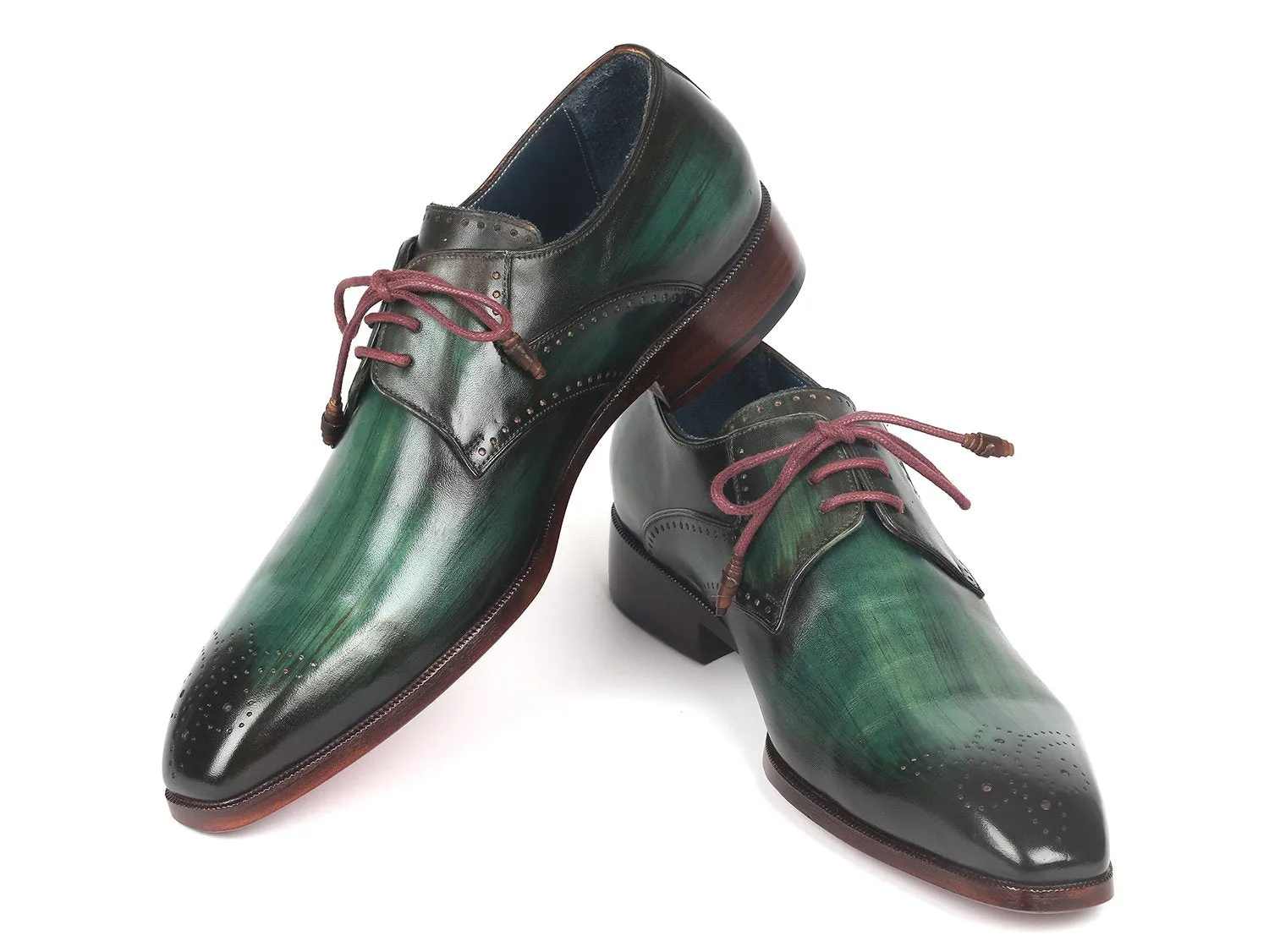 Paul Parkman Green Medallion Derby Shoes