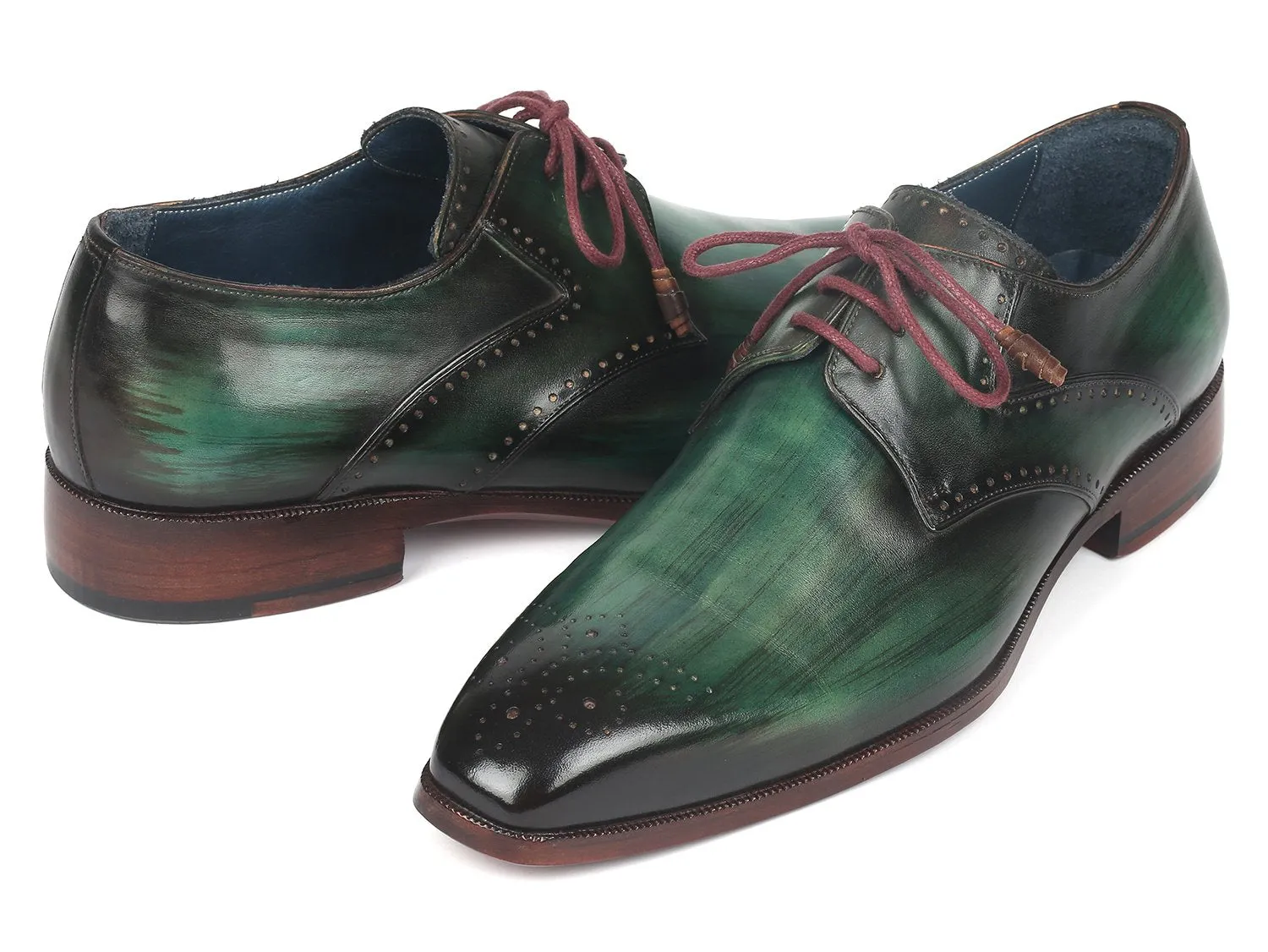 Paul Parkman Green Medallion Derby Shoes