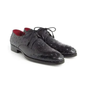 Paul Parkman Handmade Designer Shoes Men's Handmade Designer Shoes Genuine Ostrich Derby Black Oxfords (PM5209)