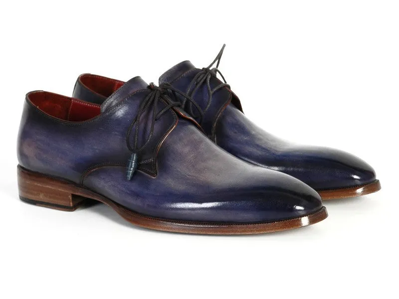 Paul Parkman Men's Blue & Navy Hand-Painted Derby Shoes