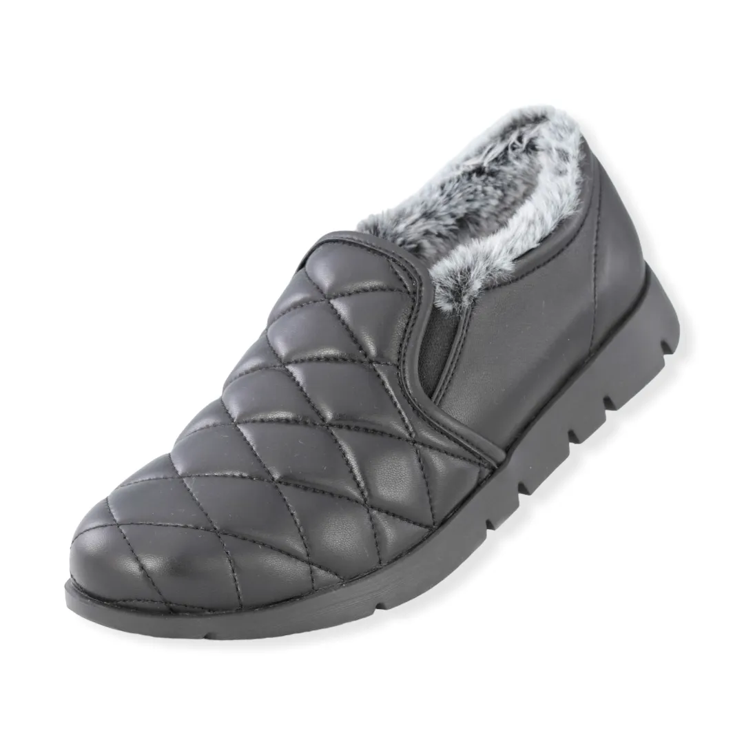 Quilted design Sheepskin leather slip-on shoes  #FJ087