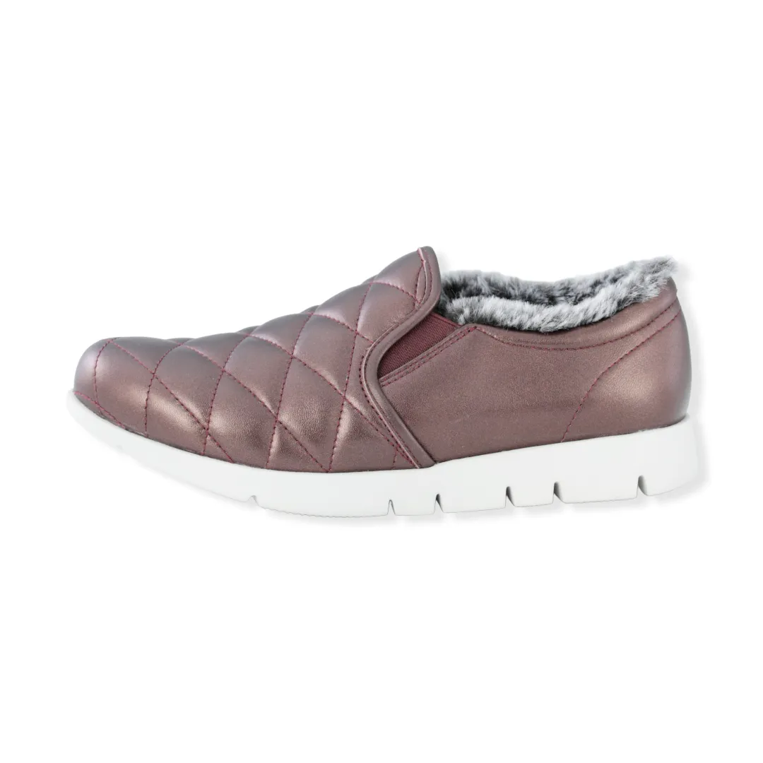 Quilted design Sheepskin leather slip-on shoes  #FJ087