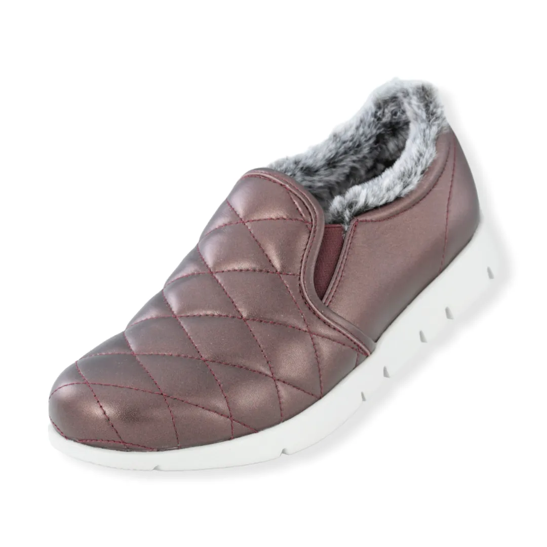 Quilted design Sheepskin leather slip-on shoes  #FJ087