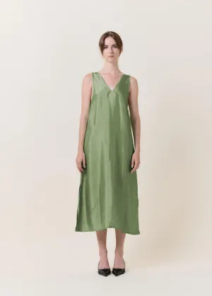 Sage Green Silk Maxi Dress