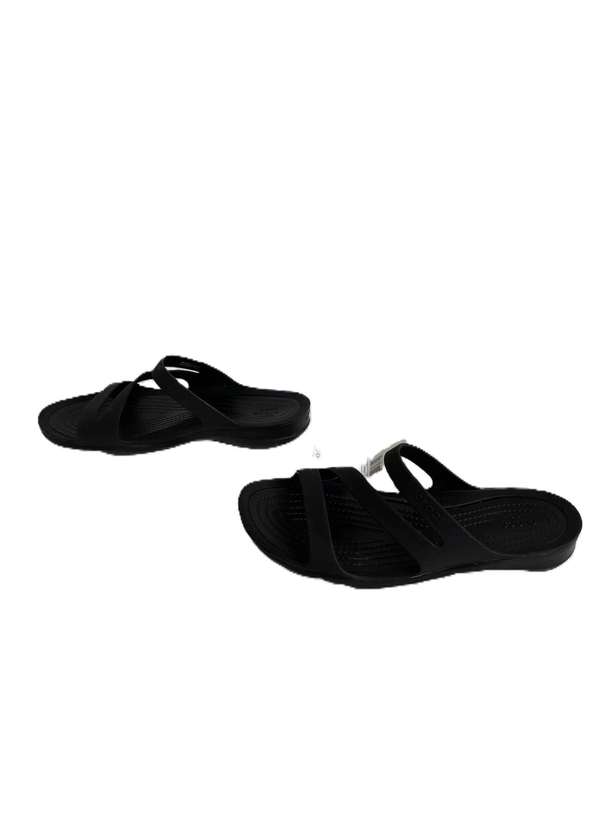 Sandals Flats By Crocs In Black, Size: 7