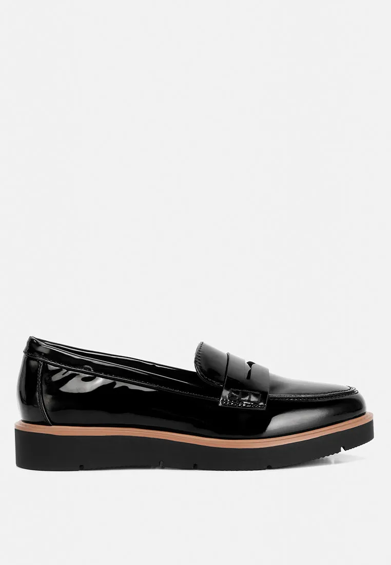 Sinclair Patent Faux Leather Heeled Loafers