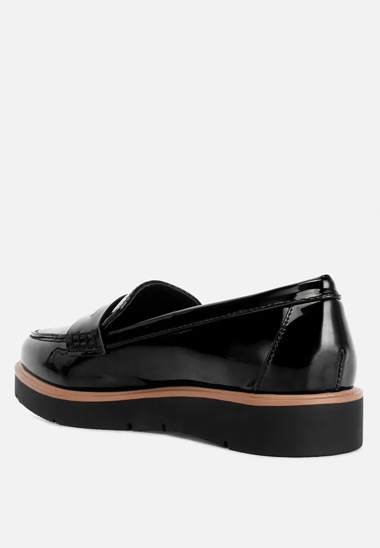 Sinclair Patent Faux Leather Heeled Loafers