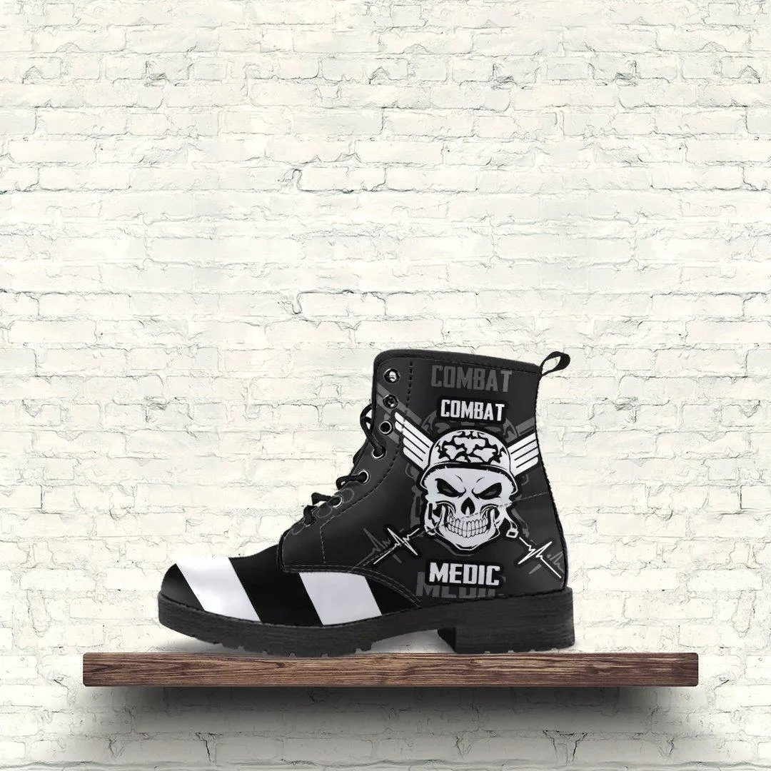 Stripey Skull Leather Boots