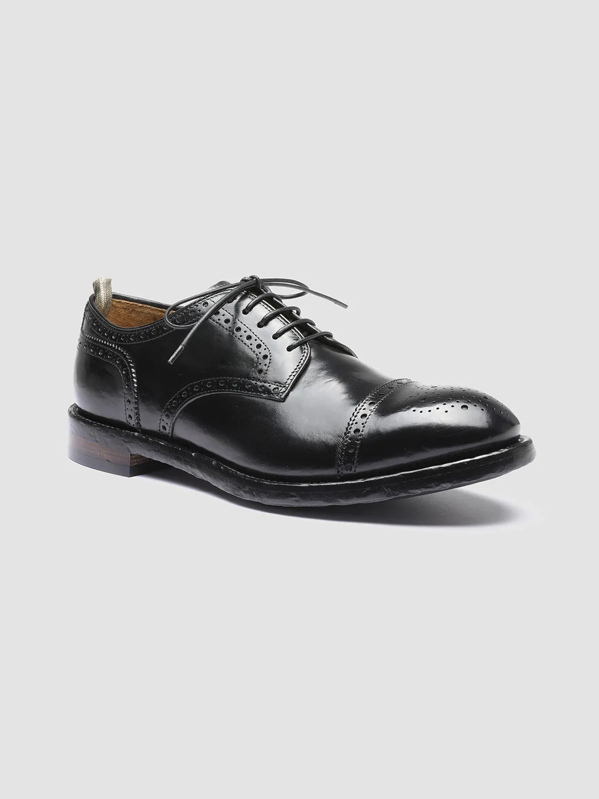 TEMPLE 003 - Black Leather Derby Shoes