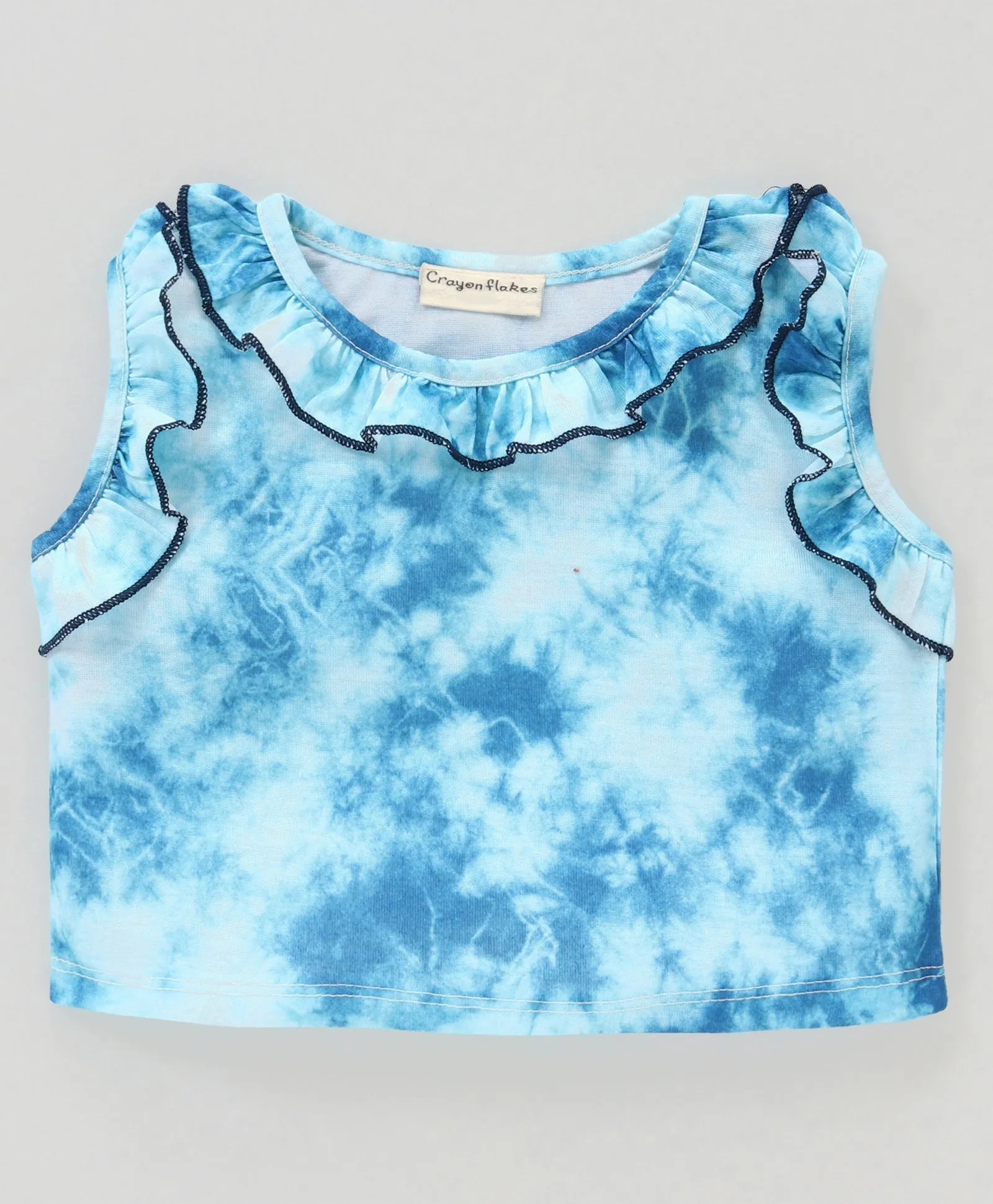 Tie and Dye Frilled Top Flapped Short Set