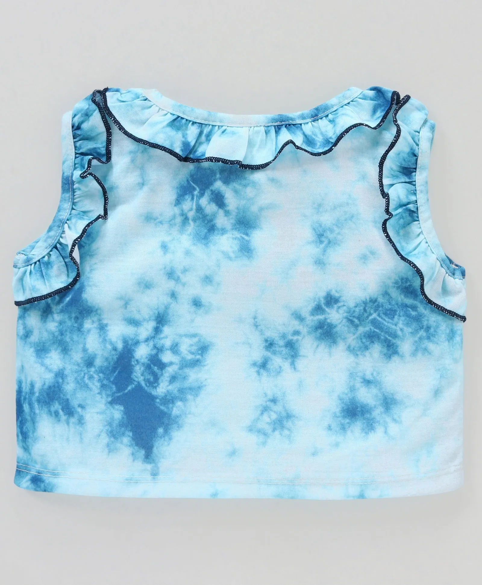 Tie and Dye Frilled Top Flapped Short Set