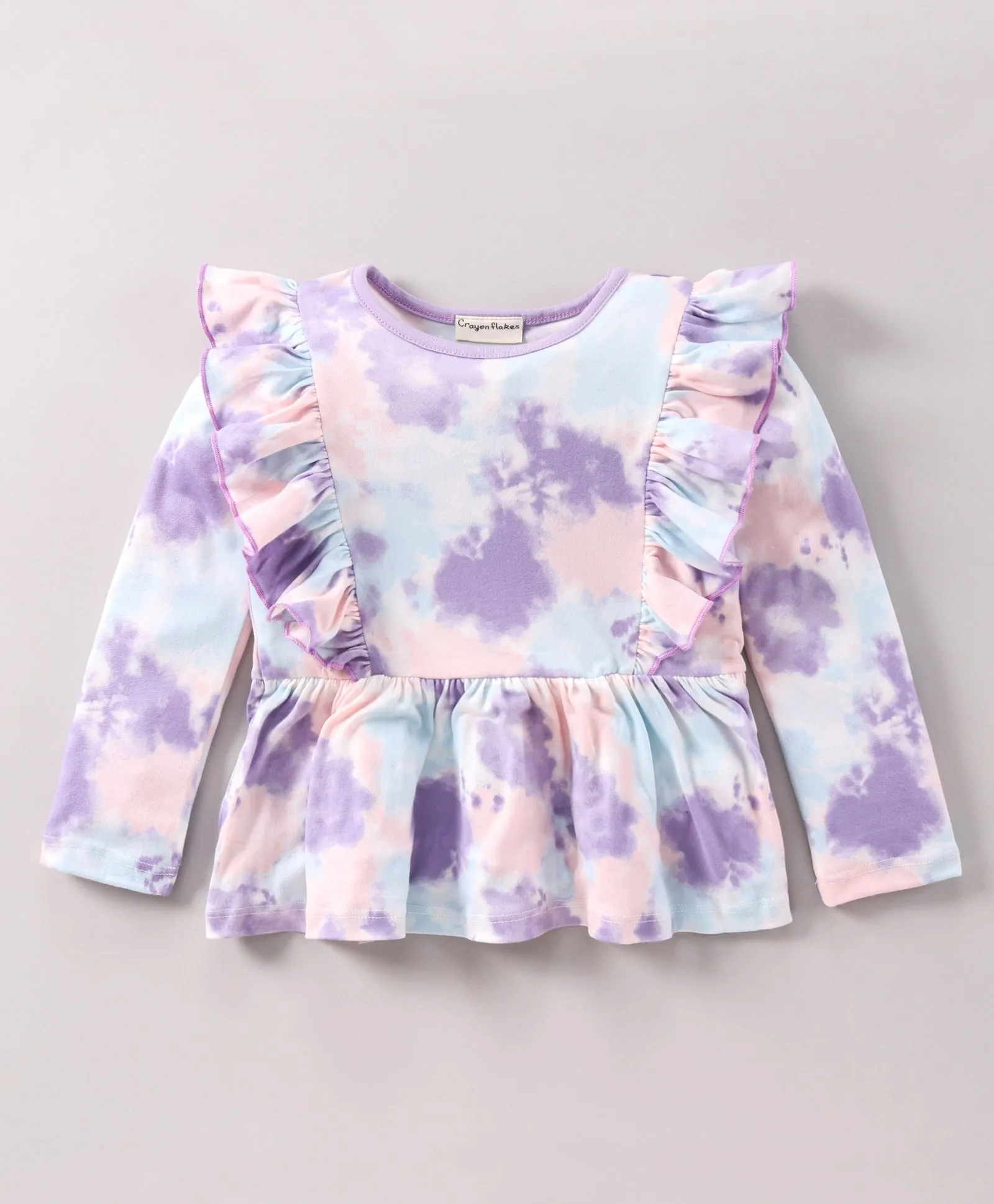 Tie and Dye Front Frill Top Leggings Set