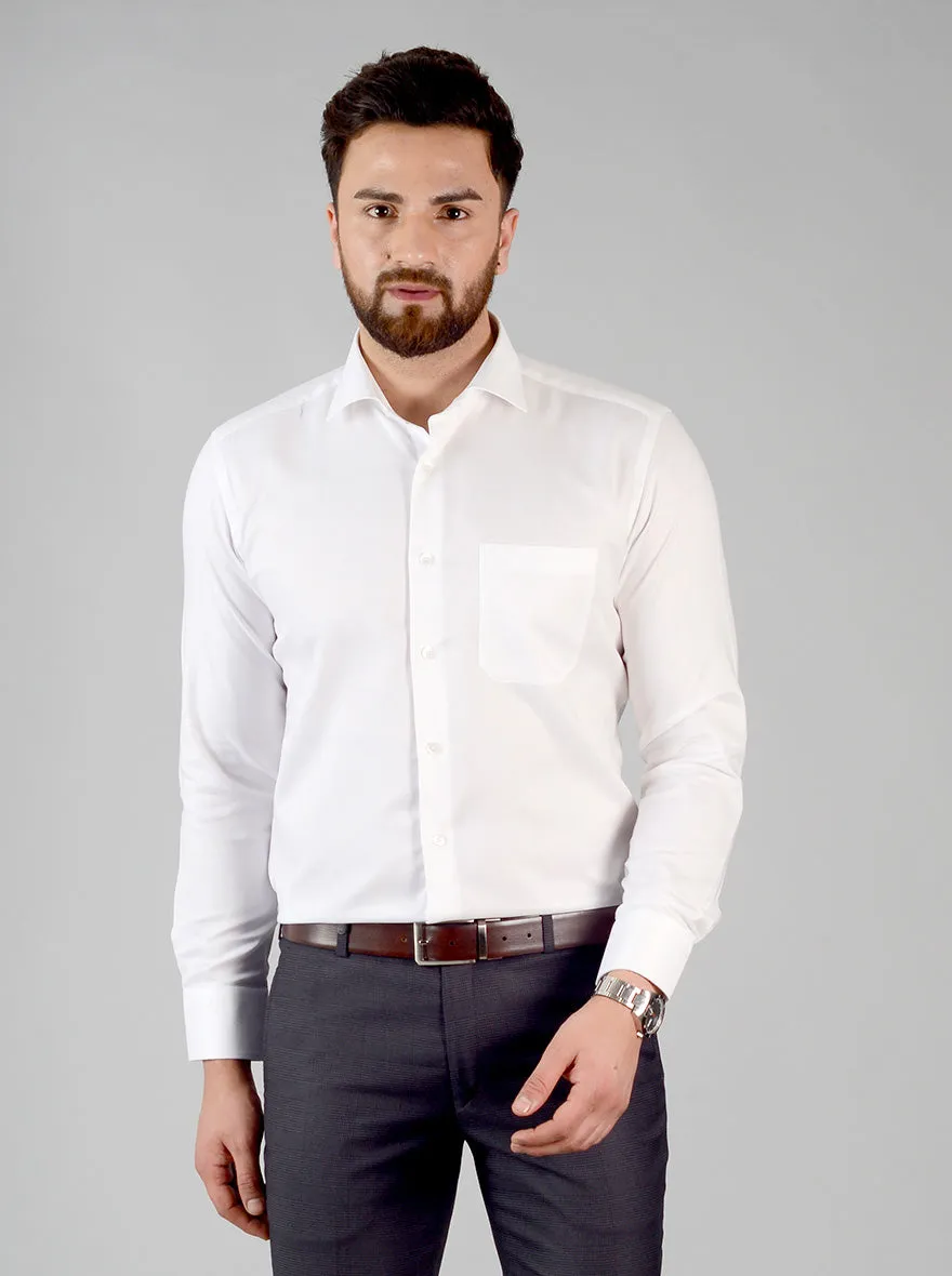 White Solid Slim Fit Evening Wear Shirt | Metal