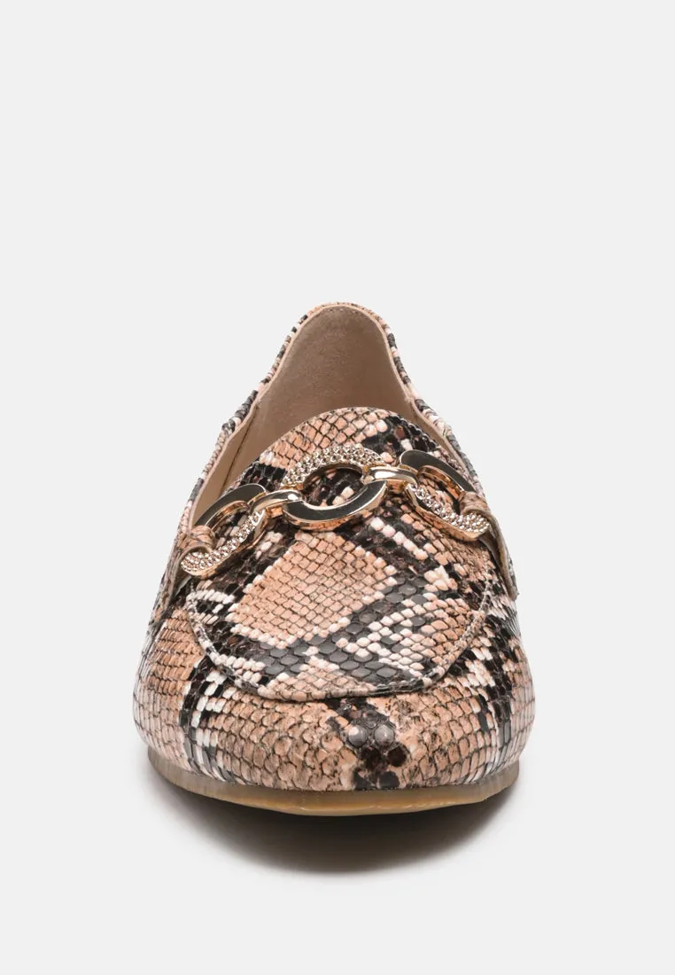 Wibele Croc Textured Metal Show Detail Loafers