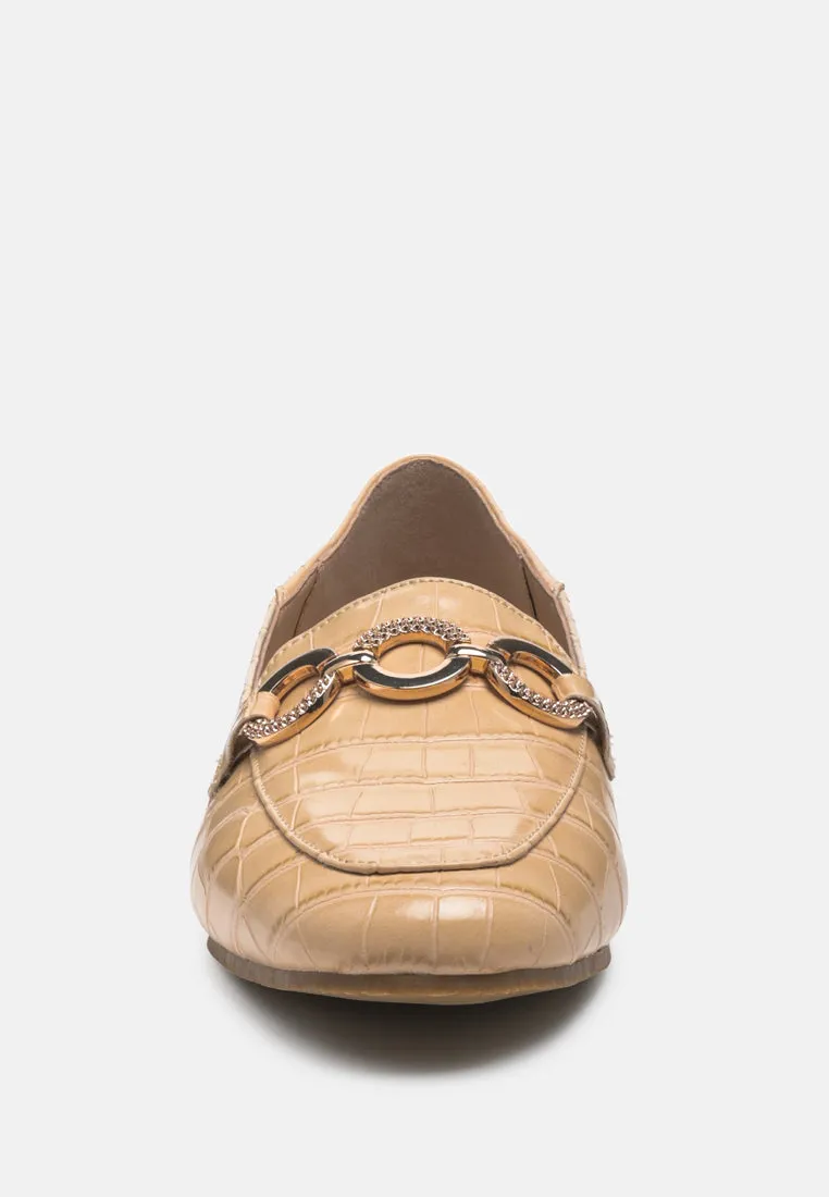 Wibele Croc Textured Metal Show Detail Loafers