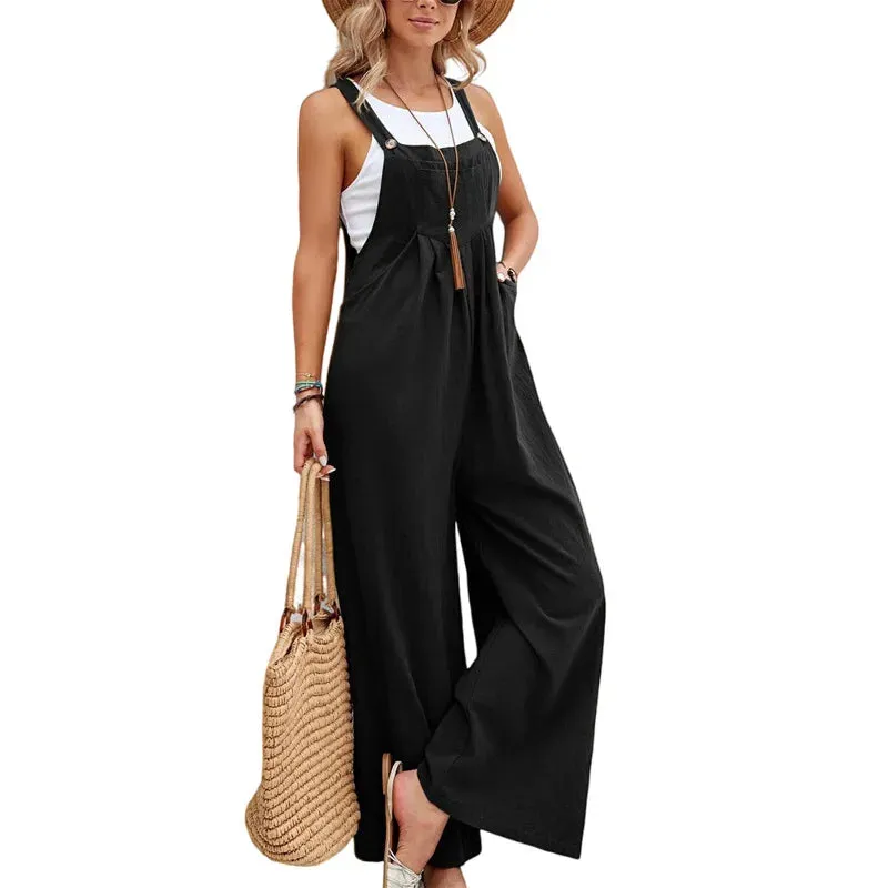 Wide Leg  Loose Suspender Jumpsuit