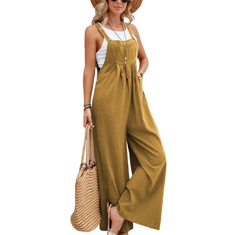 Wide Leg  Loose Suspender Jumpsuit