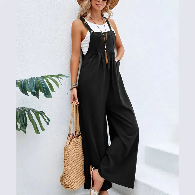 Wide Leg  Loose Suspender Jumpsuit