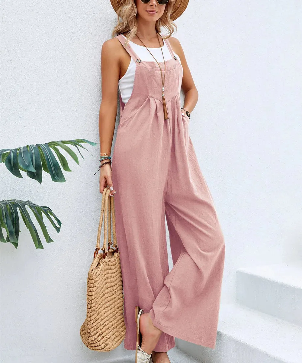 Wide Leg  Loose Suspender Jumpsuit