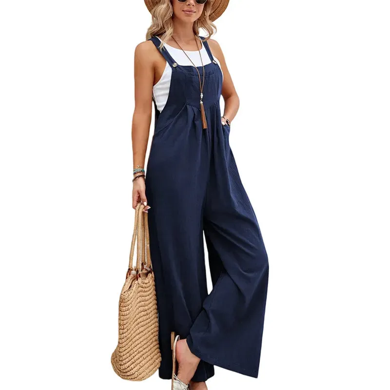 Wide Leg  Loose Suspender Jumpsuit