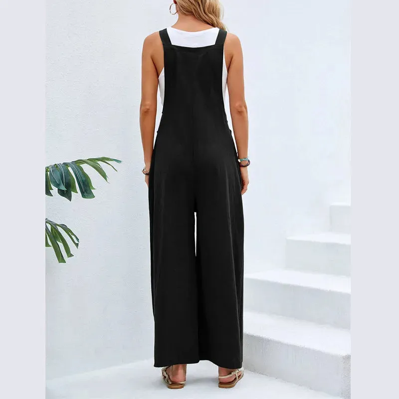 Wide Leg  Loose Suspender Jumpsuit