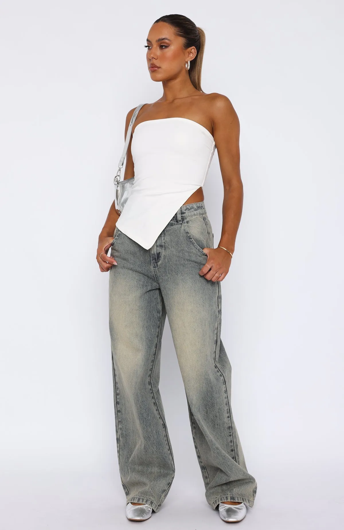 Willow Mid Rise Wide Leg Jeans Sand