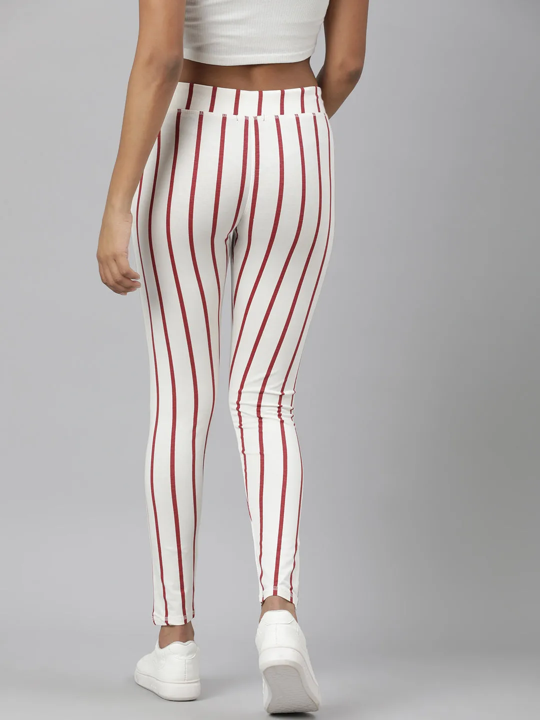 Women Maroon Striped Trackapant