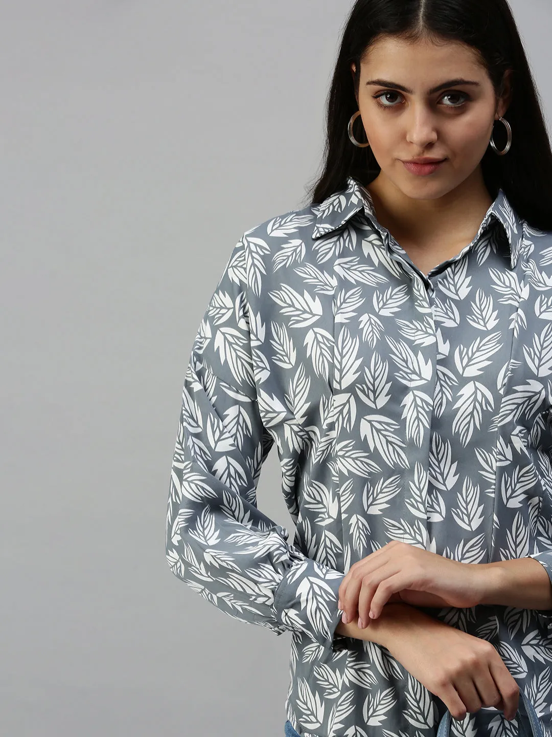 Women's Grey Printed Shirt