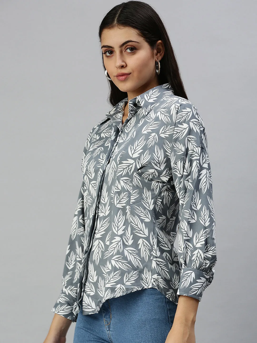 Women's Grey Printed Shirt