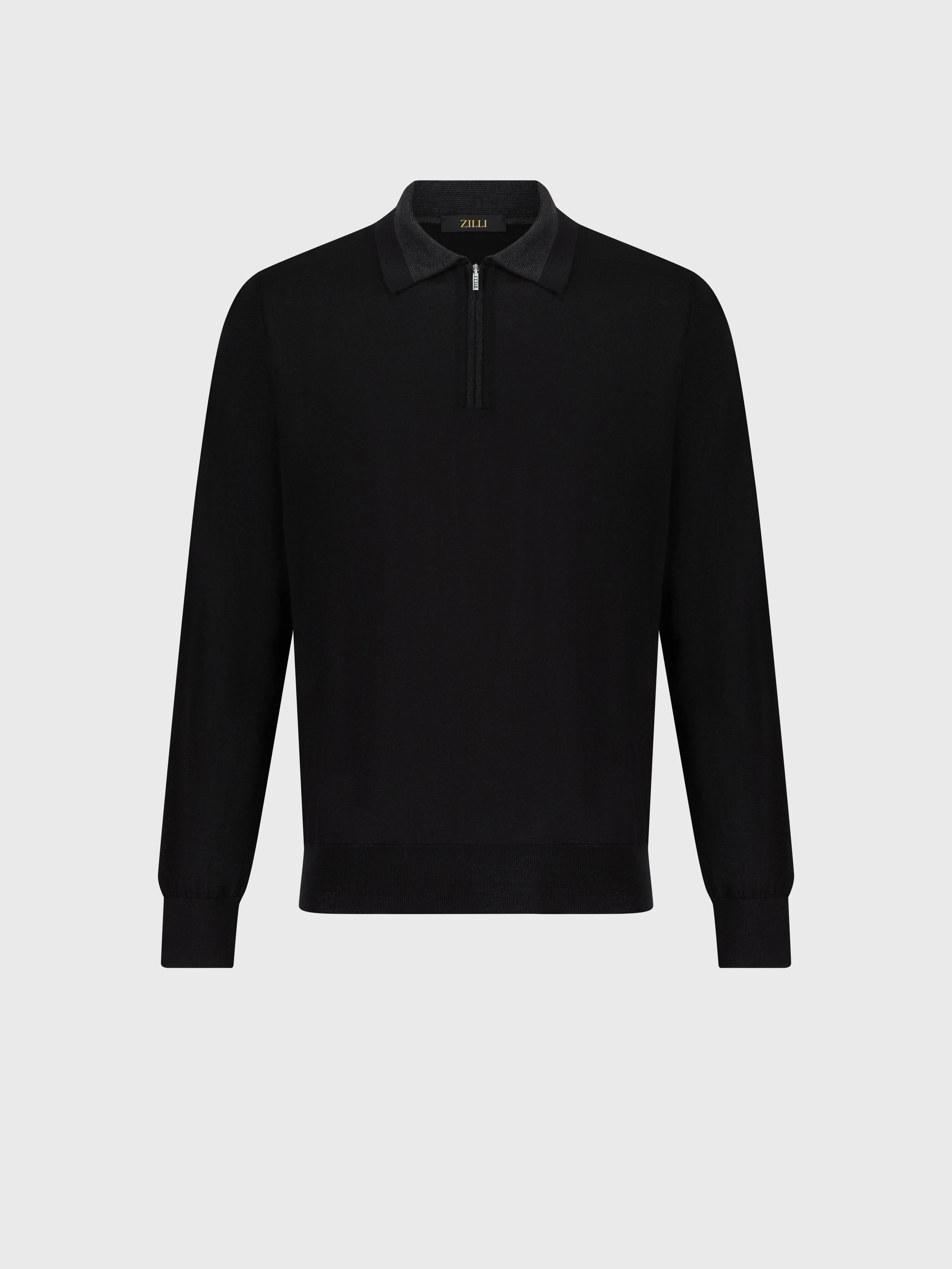 Zipped Polo Shirt Black