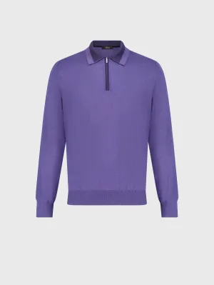 Zipped Polo Shirt Smoke Violet