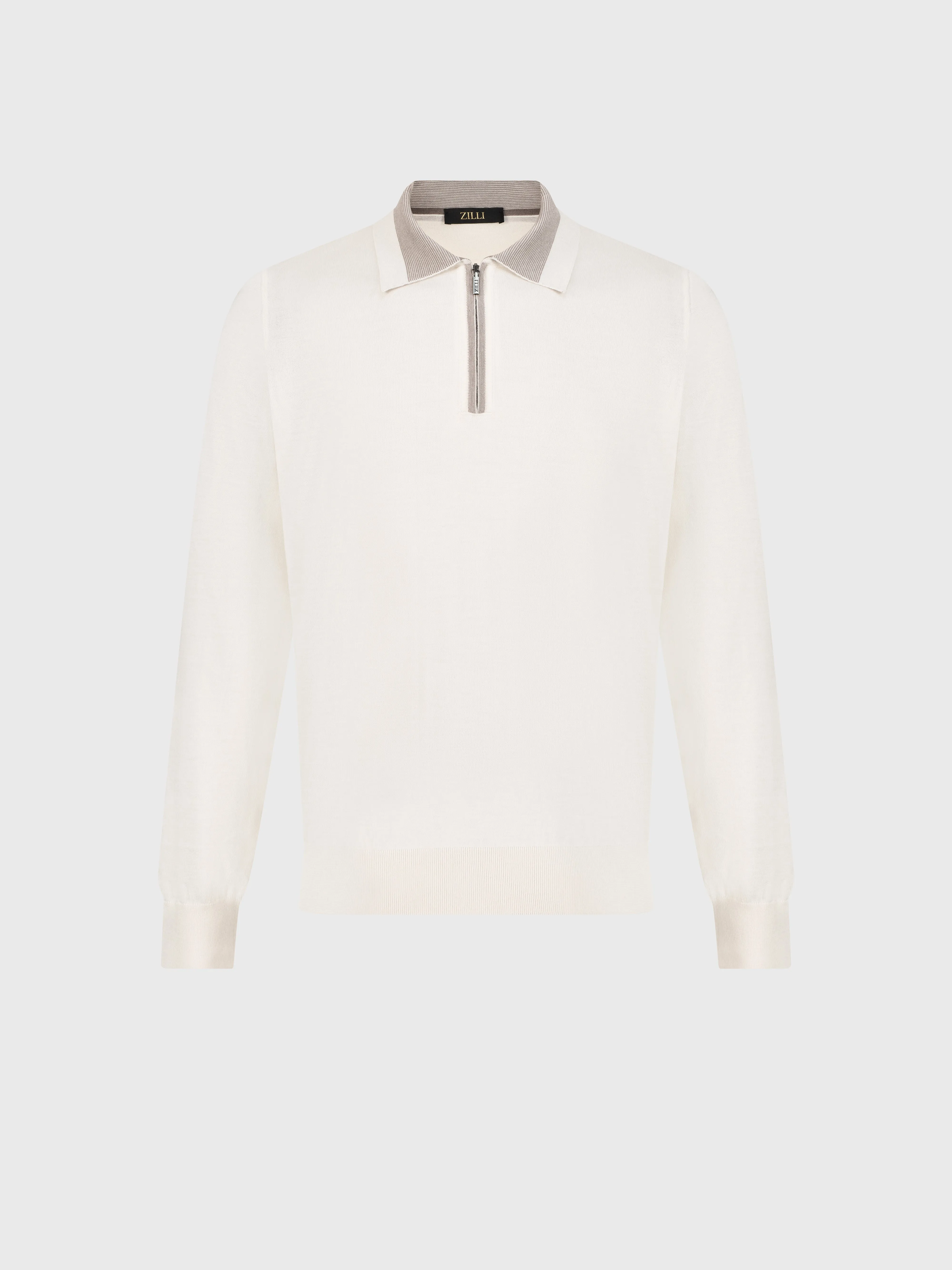 Zipped Polo Shirt White