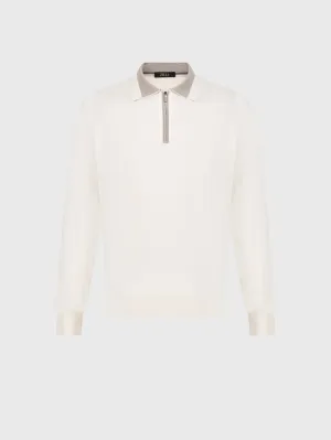 Zipped Polo Shirt White